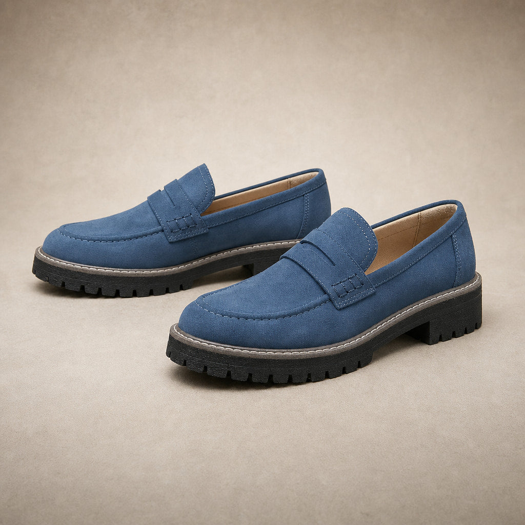 Chunky Loafers with Comfort Sole For Women Blue – Product Photo