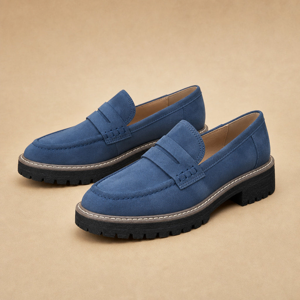 Chunky Loafers with Comfort Sole For Women in Blue – Mampierimoda Premium Womenswear