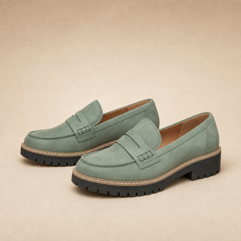 Chunky Loafers with Comfort Sole For Women in Green – Mampierimoda Premium Womenswear