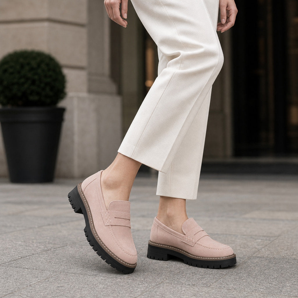 Chunky Loafers with Comfort Sole For Women Pink – Full Look
