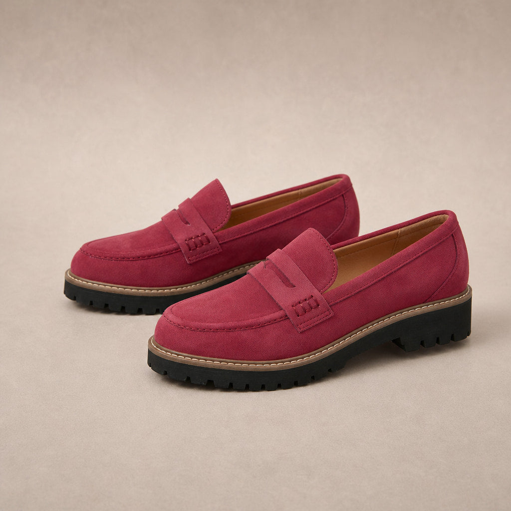 Chunky Loafers with Comfort Sole For Women in Red – Mampierimoda Premium Womenswear