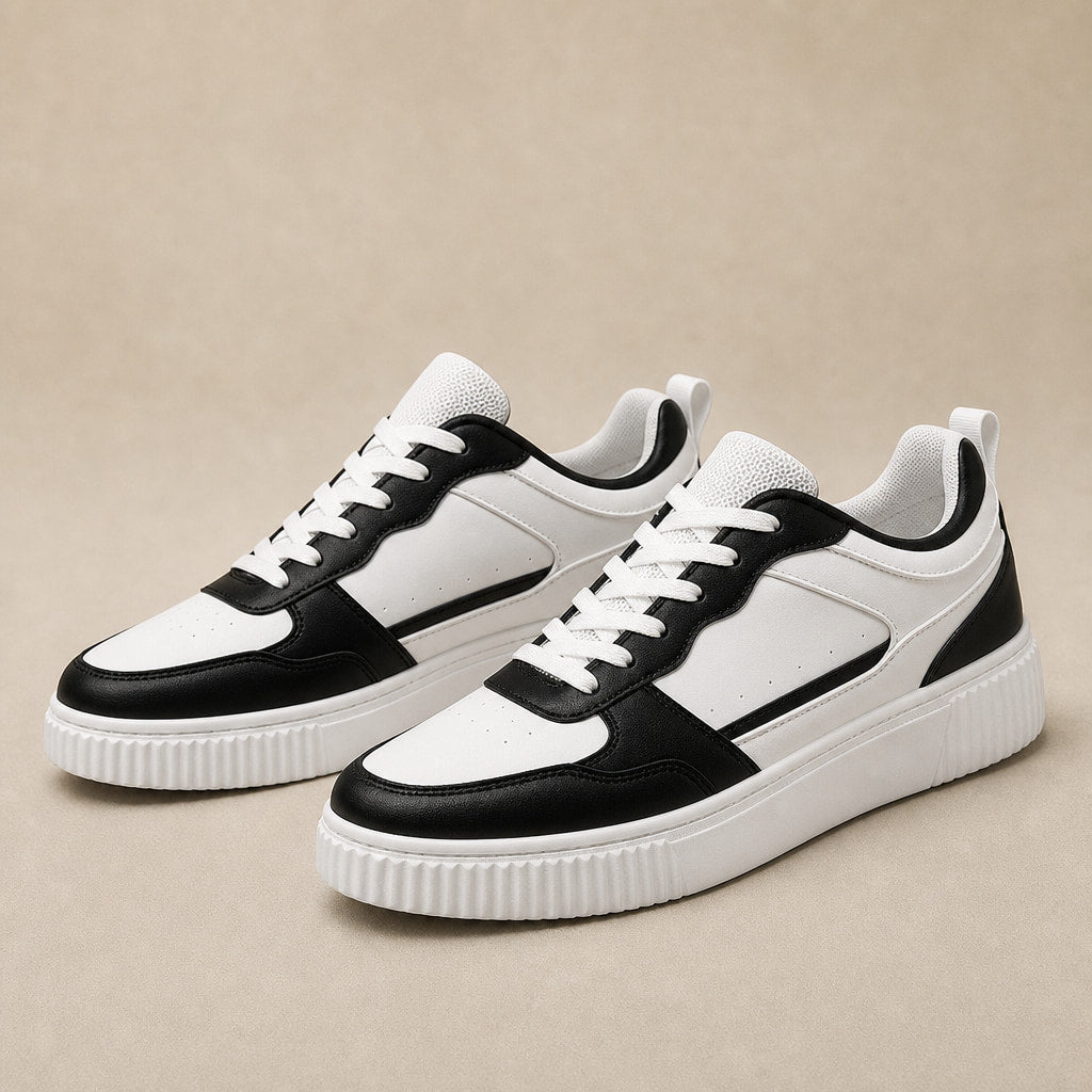 Chunky Sole Colorblock Low-top Lace-up Sneakers For Women Black – Product Photo