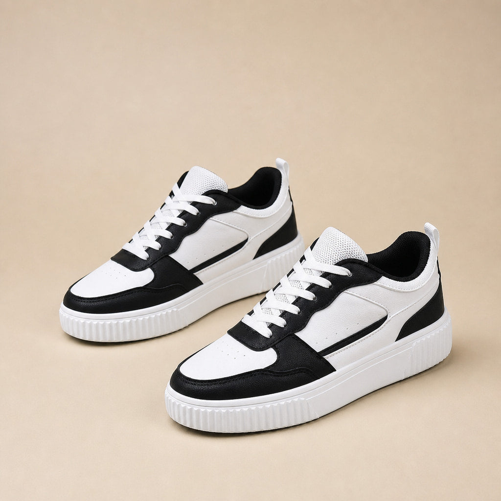 Chunky Sole Colorblock Low-top Lace-up Sneakers For Women in Black – Mampierimoda Premium Womenswear
