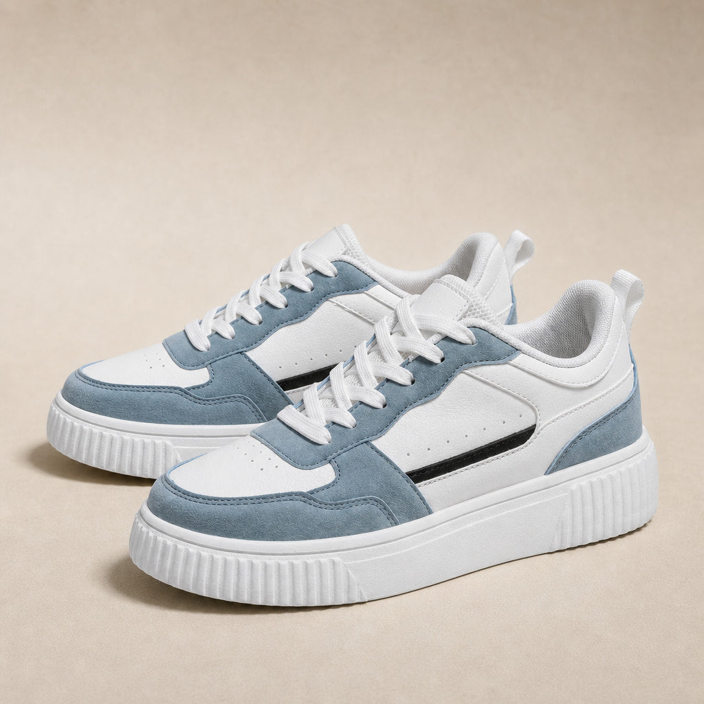 Chunky Sole Colorblock Low-top Lace-up Sneakers For Women in Light Blue – Mampierimoda Premium Womenswear