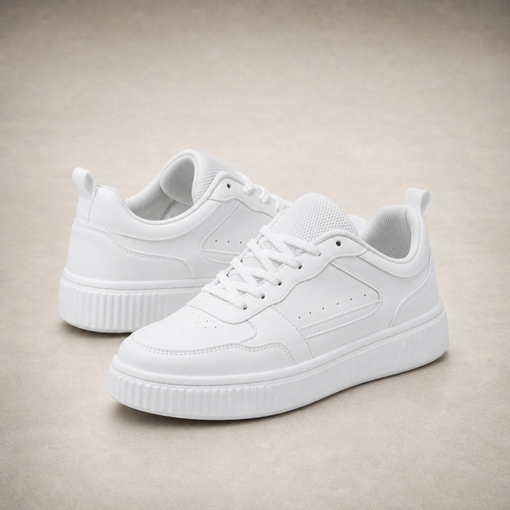 Chunky Sole Colorblock Low-top Lace-up Sneakers For Women White – Product Photo