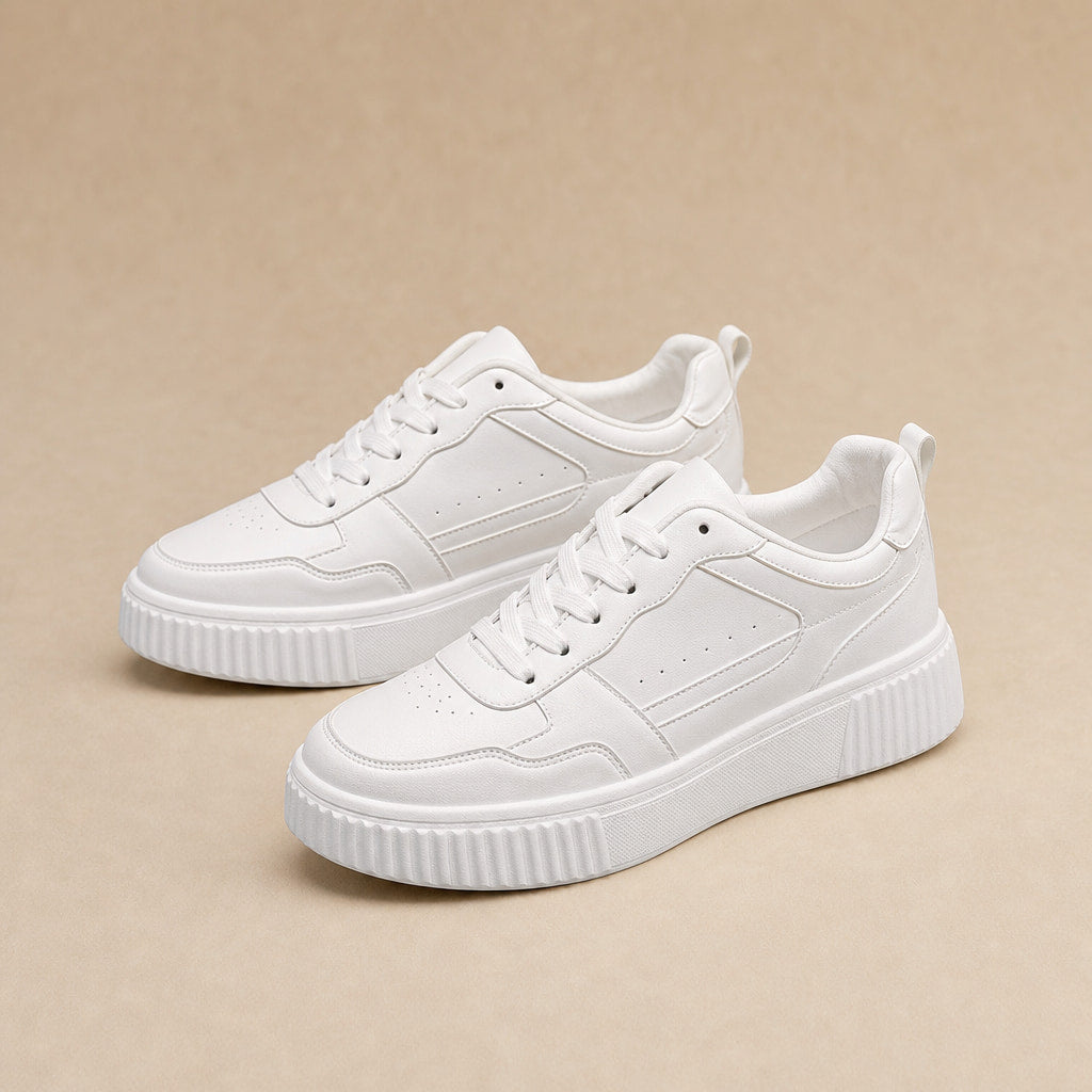 Chunky Sole Colorblock Low-top Lace-up Sneakers For Women in White – Mampierimoda Premium Womenswear