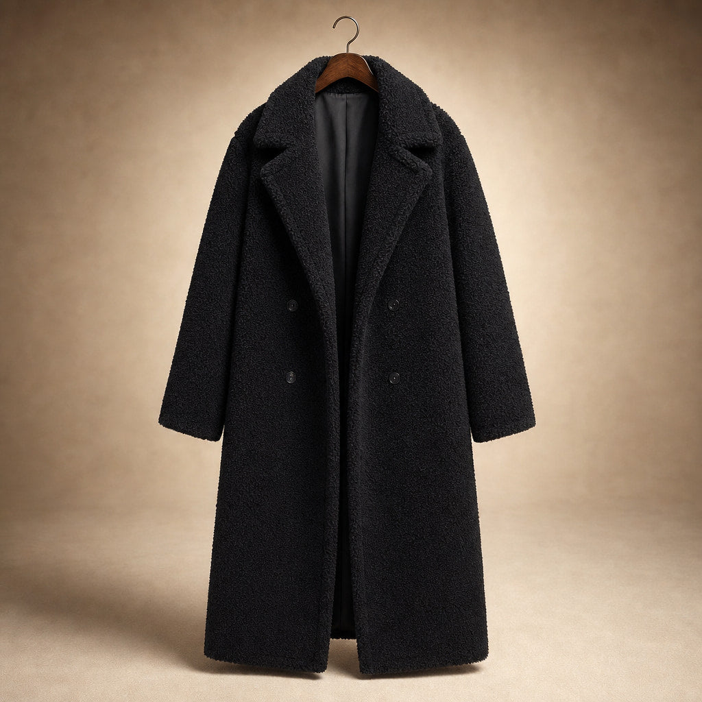 Comfortable Winter Long Teddy Coat For Women Black – Product Photo