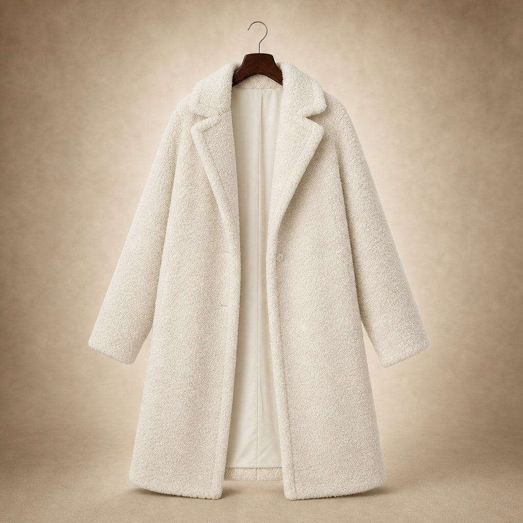 Comfortable Winter Long Teddy Coat For Women Off-white – Product Photo