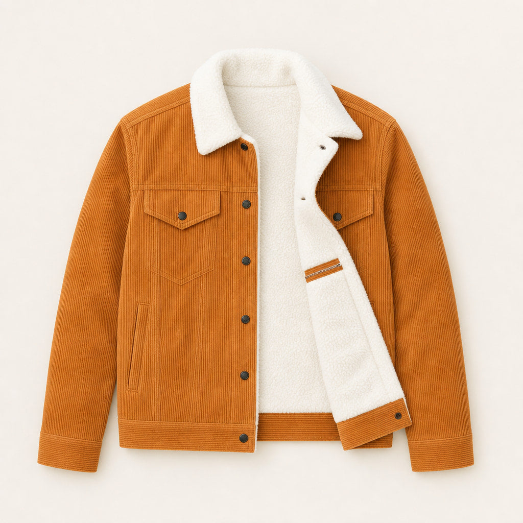 Corduroy Jacket For Women Orange – Flat Lay Product Photo