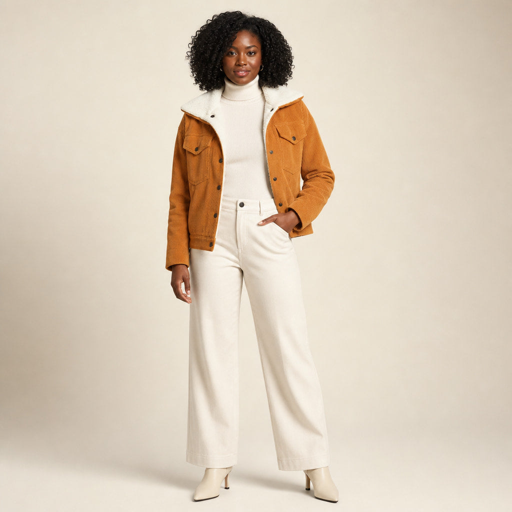 Corduroy Jacket For Women Orange – Full Look