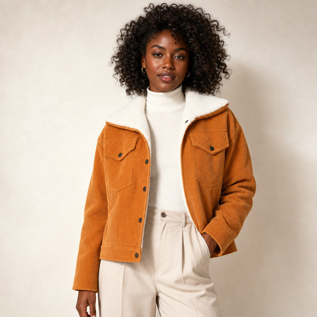 Corduroy Jacket For Women in Orange – Mampierimoda Premium Womenswear