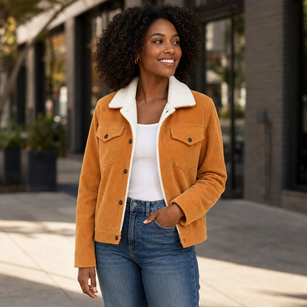 Corduroy Jacket For Women Orange – Styled Editorial Shot
