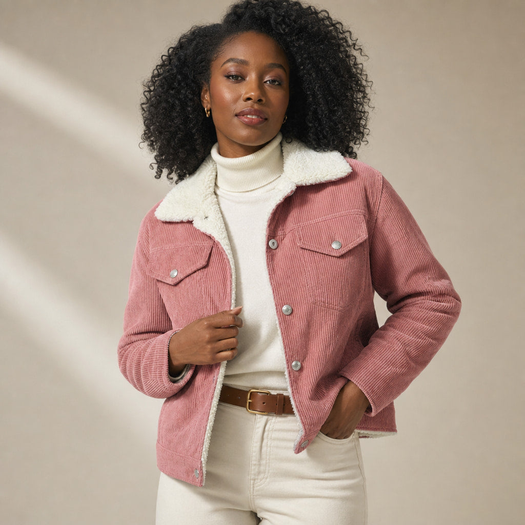 Corduroy Jacket For Women Pink – Product Photo