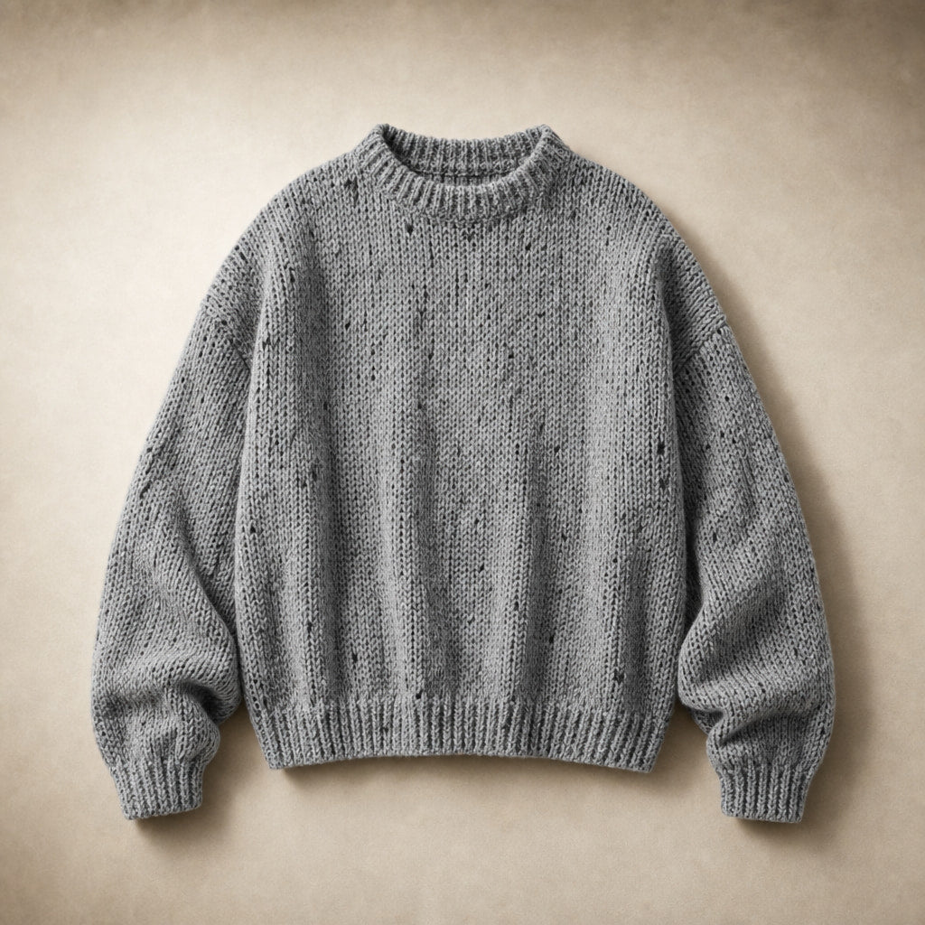 Cozy Retro Knit Sweater For Women Grey – Product Photo