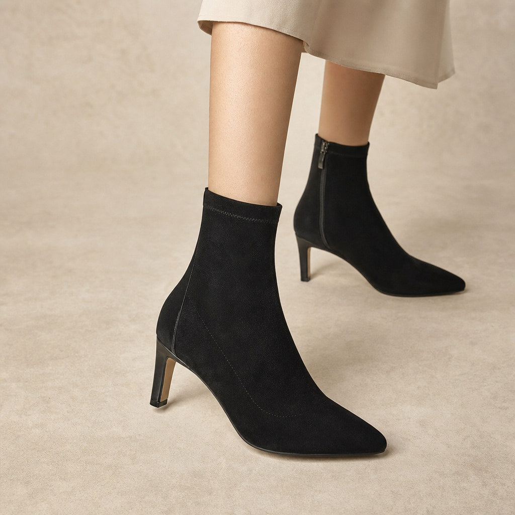 Elegant High Heel Ankle Boots For Women Black – Product Photo