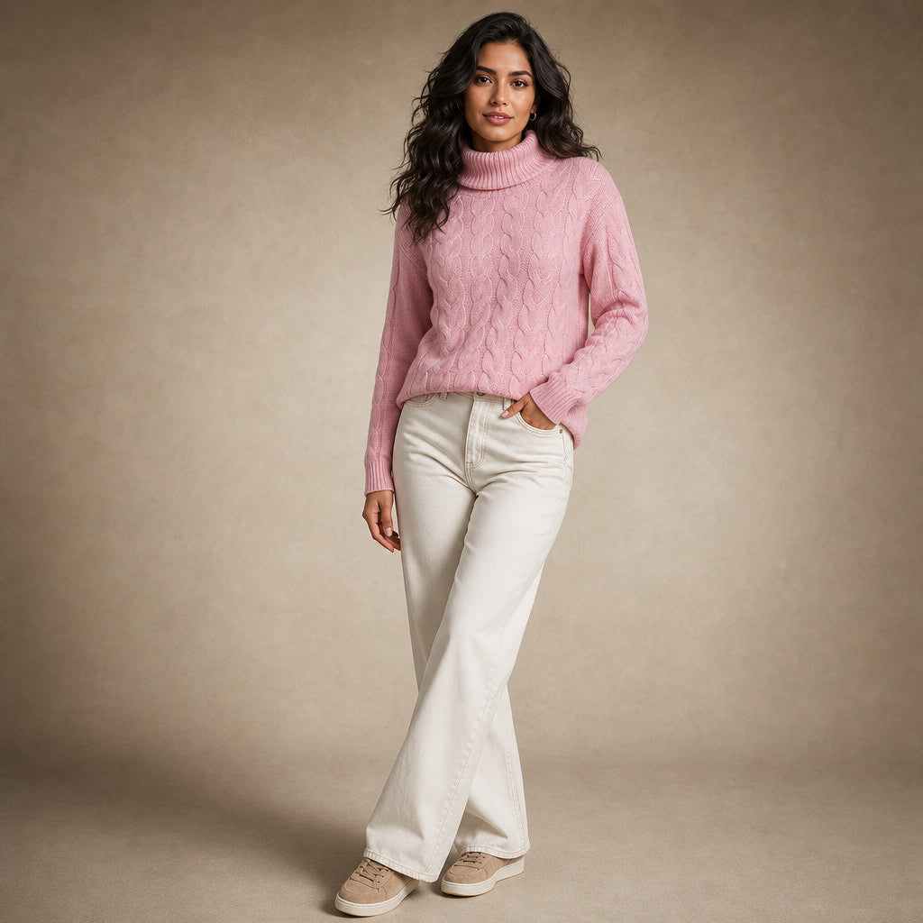 Elegant Sweater For Women Pink – Side Angle View