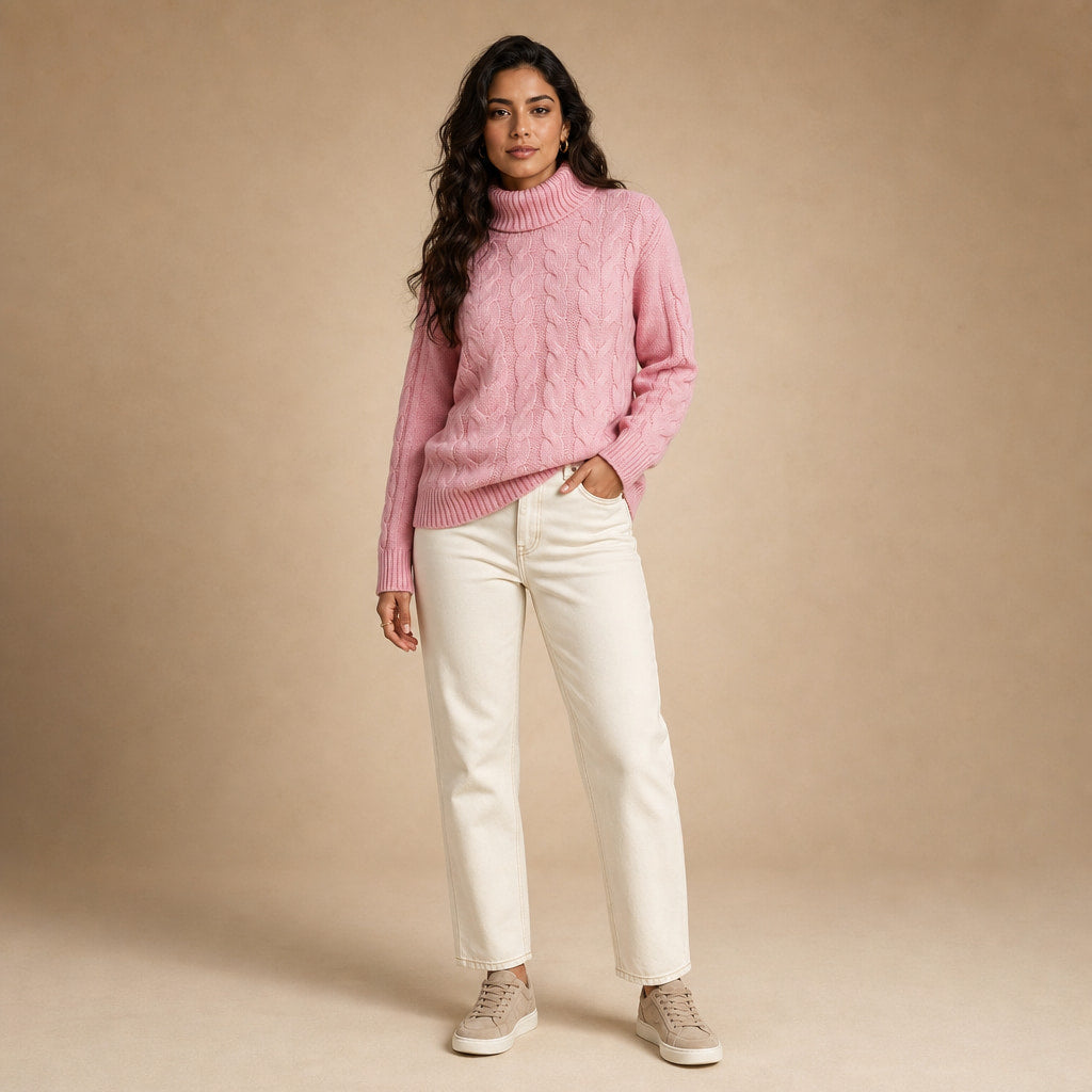 Elegant Sweater For Women Pink – Full Look