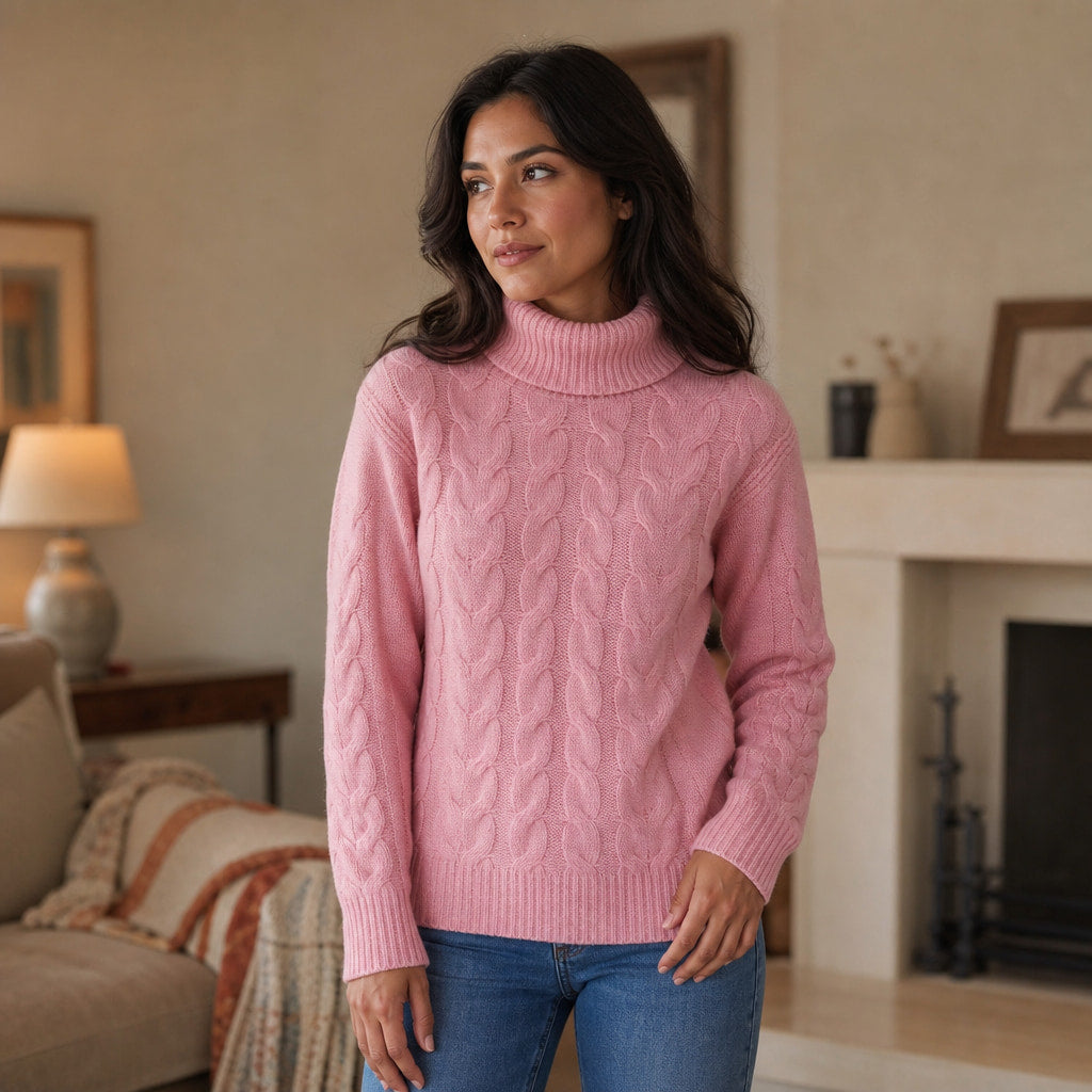 Elegant Sweater For Women Pink – Styled Editorial Shot