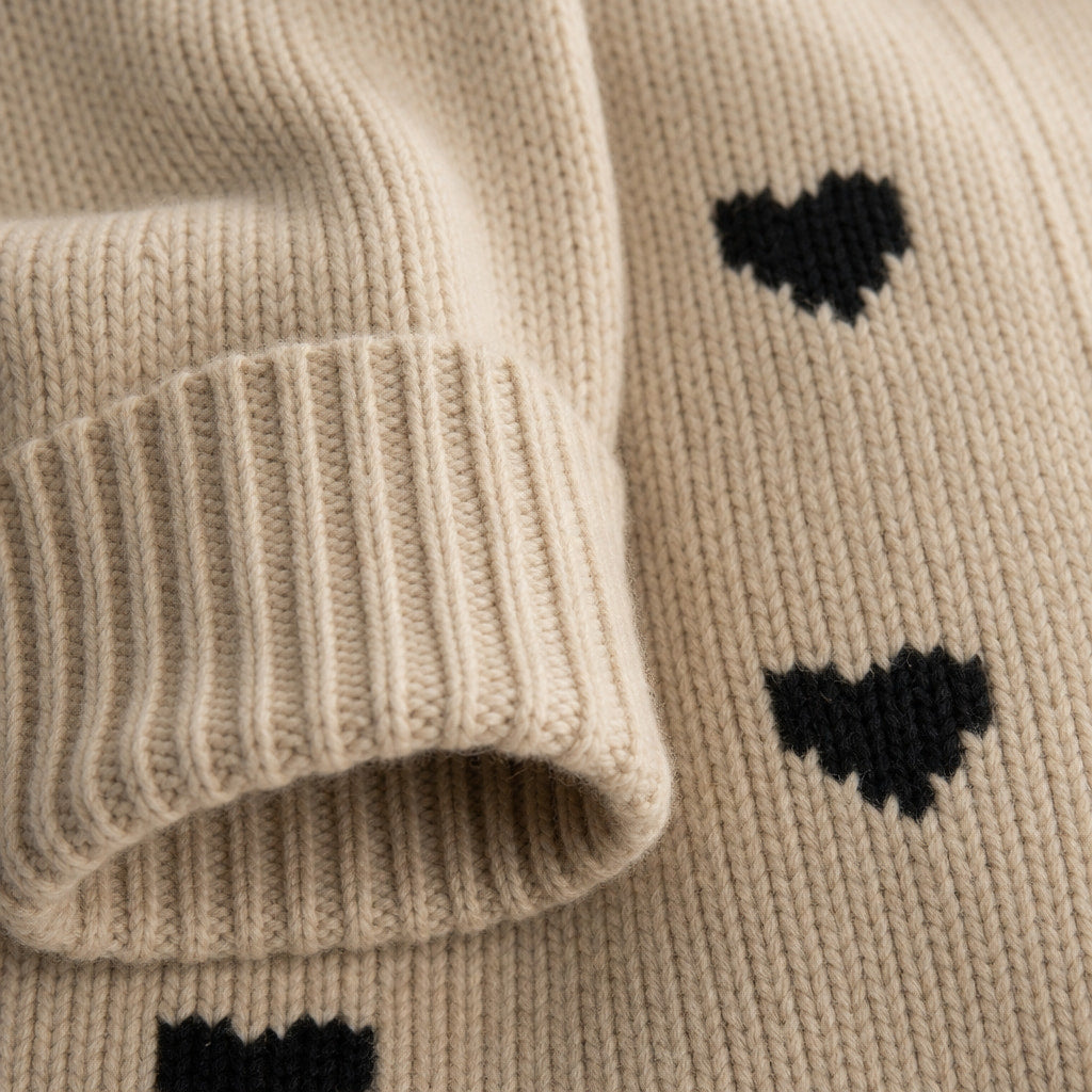 Heart Print Cardigan For Women – Fabric and Detail Close-Up