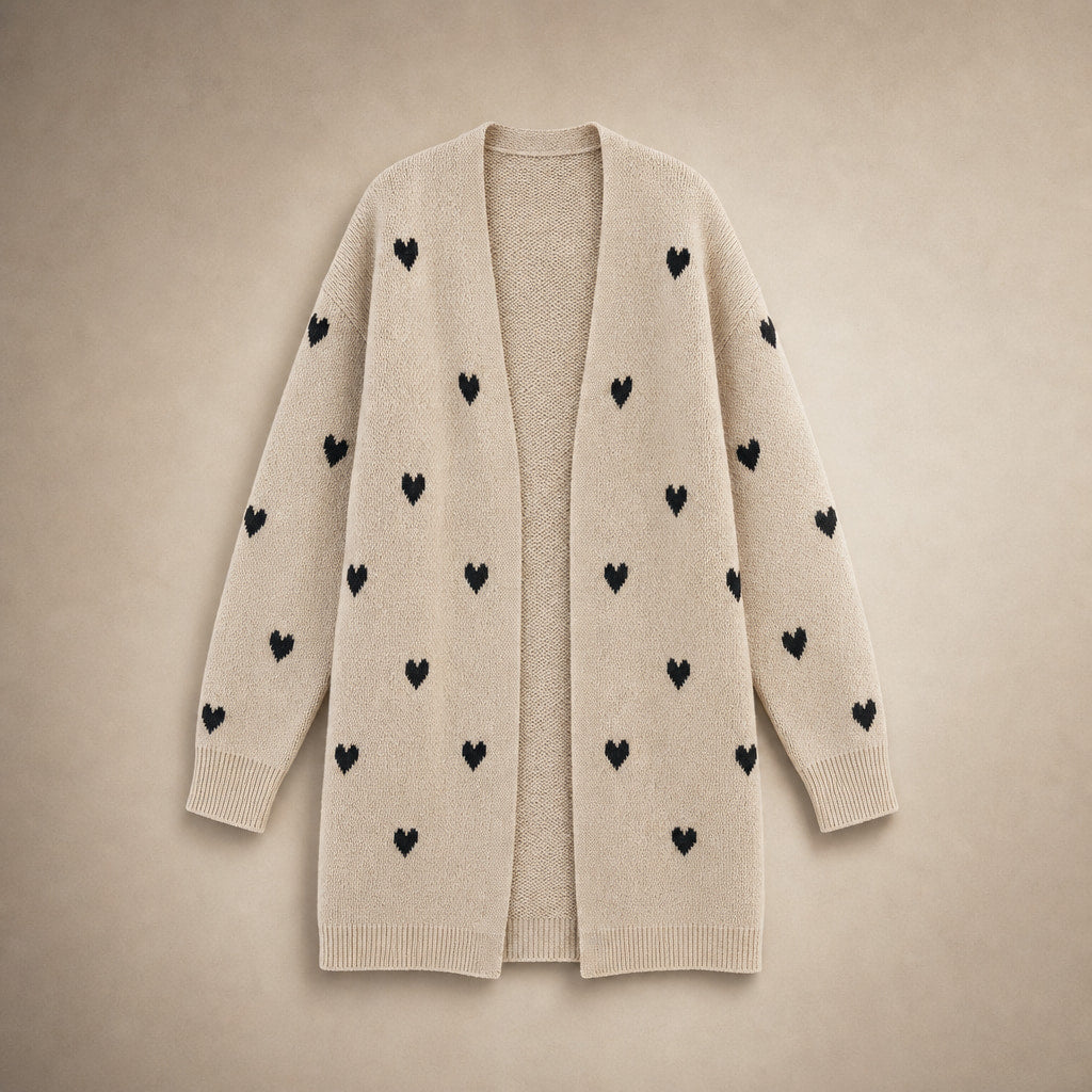 Heart Print Cardigan For Women – Product Photo