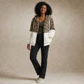 Hooded Fleece Sweatshirt with Leopard Design For Women White – Product Photo