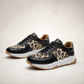 Leopard Print Panel Chunky Sole Sneakers For Women Black – Product Photo