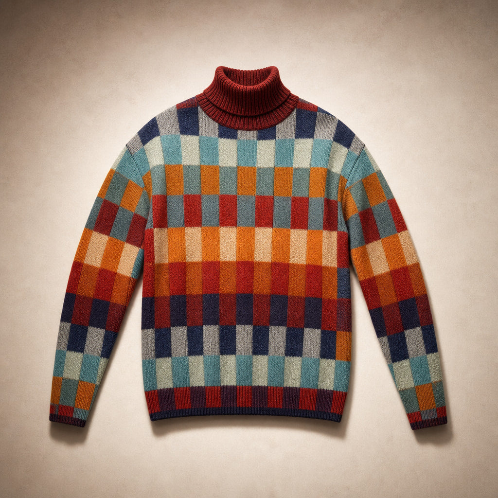 Patchwork Design Turtleneck Sweater For Women – Product Photo