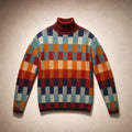 Patchwork Design Turtleneck Sweater For Women – Product Photo