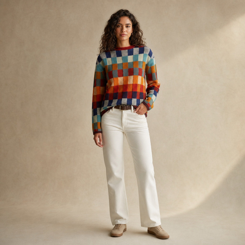 Patchwork Design Turtleneck Sweater For Women – Mampierimoda Premium Womenswear