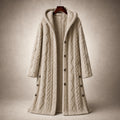 Plush Elegance Hooded  Coat For Women Beige – Product Photo