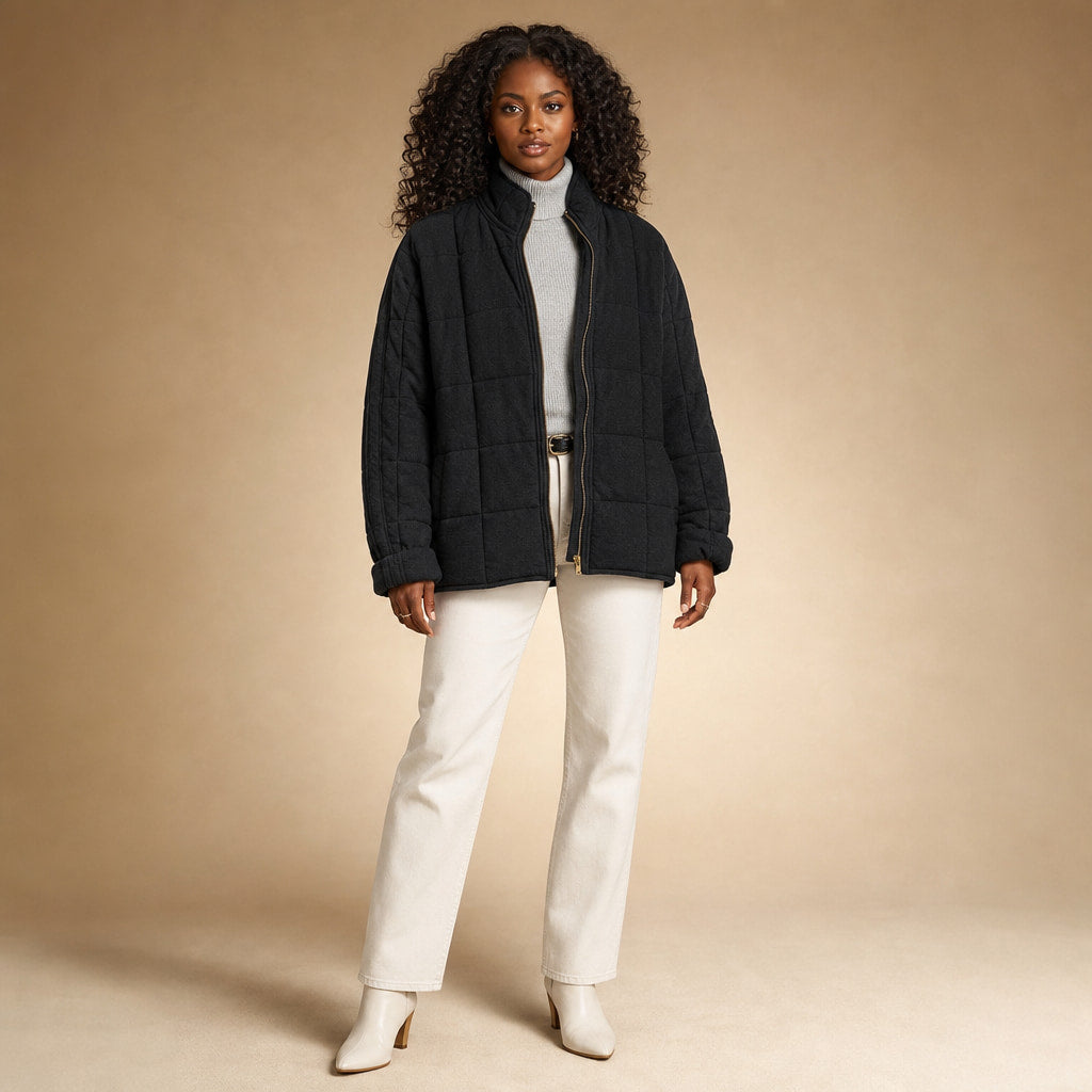 Quilted Comfortable Jacket For Women in Black – Mampierimoda Premium Womenswear