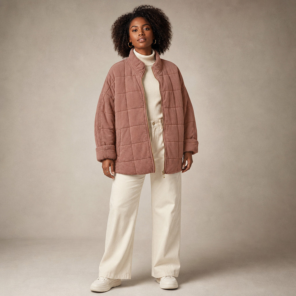 Quilted Comfortable Jacket For Women in Brown – Mampierimoda Premium Womenswear