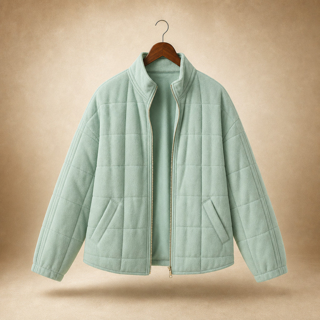 Quilted Comfortable Jacket For Women Green – Product Photo
