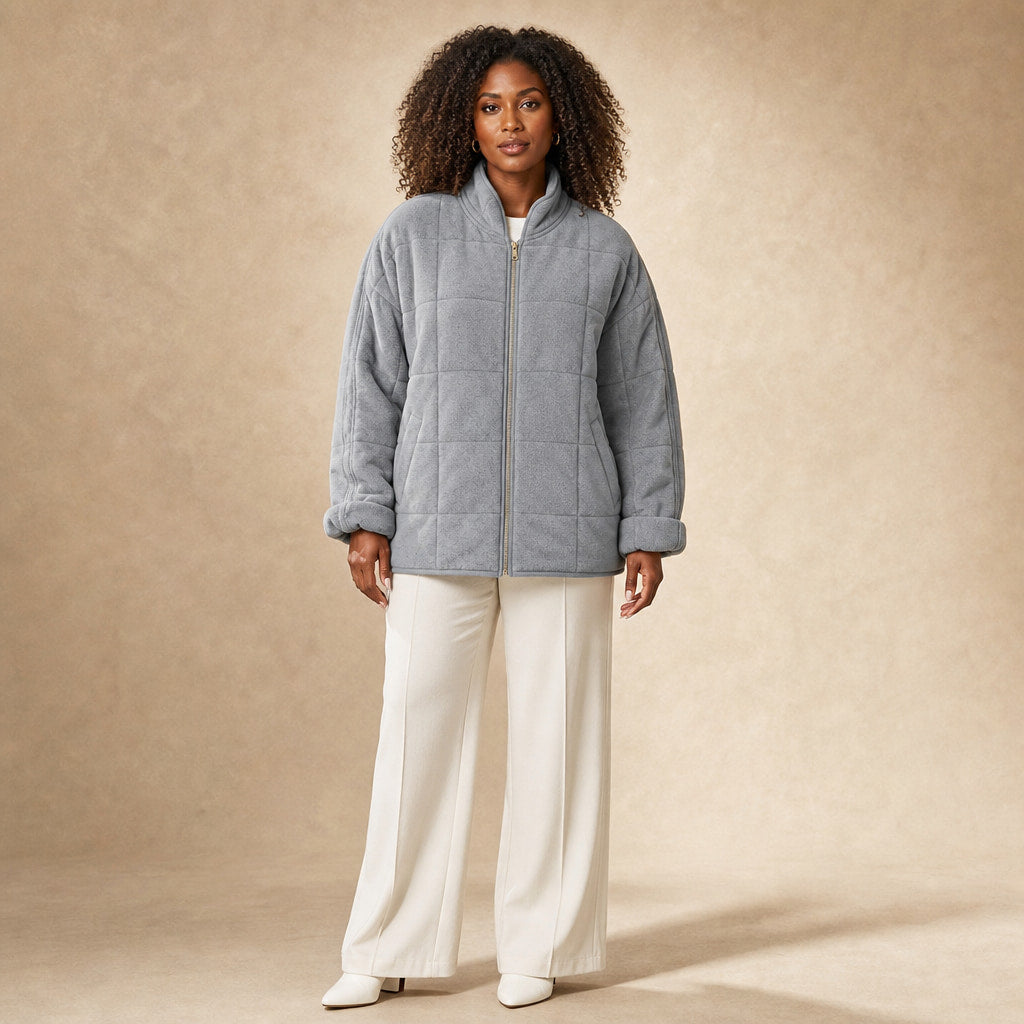 Quilted Comfortable Jacket For Women in Grey – Mampierimoda Premium Womenswear