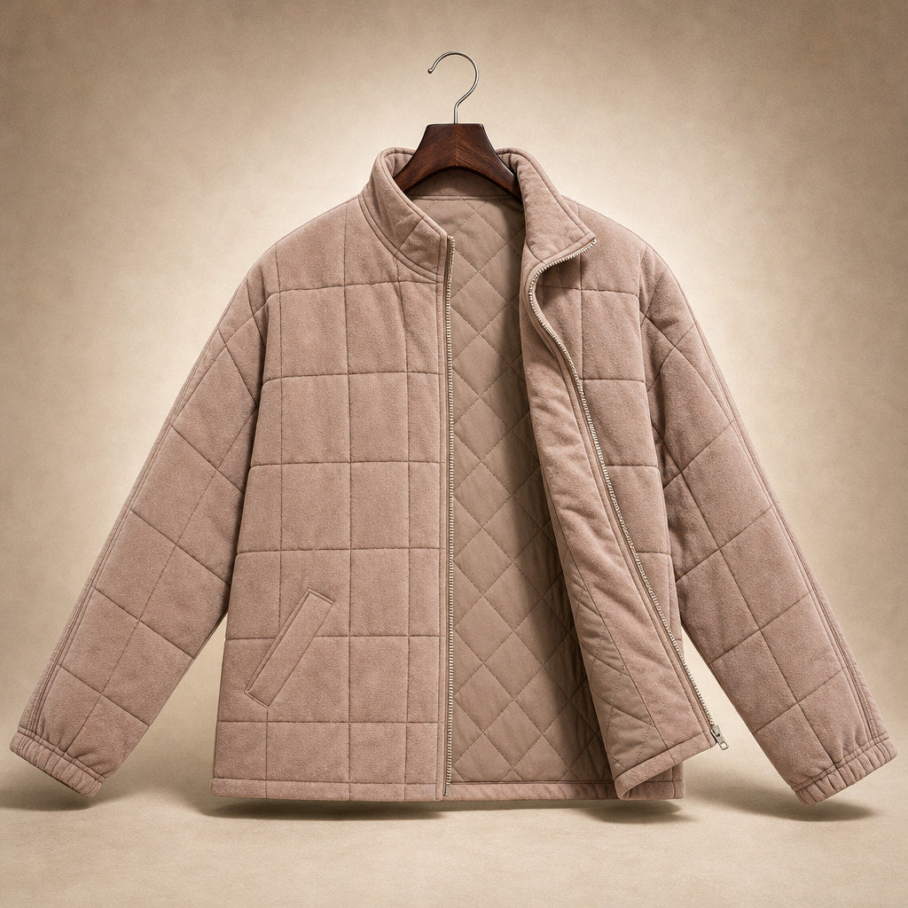 Quilted Comfortable Jacket For Women Khaki – Product Photo