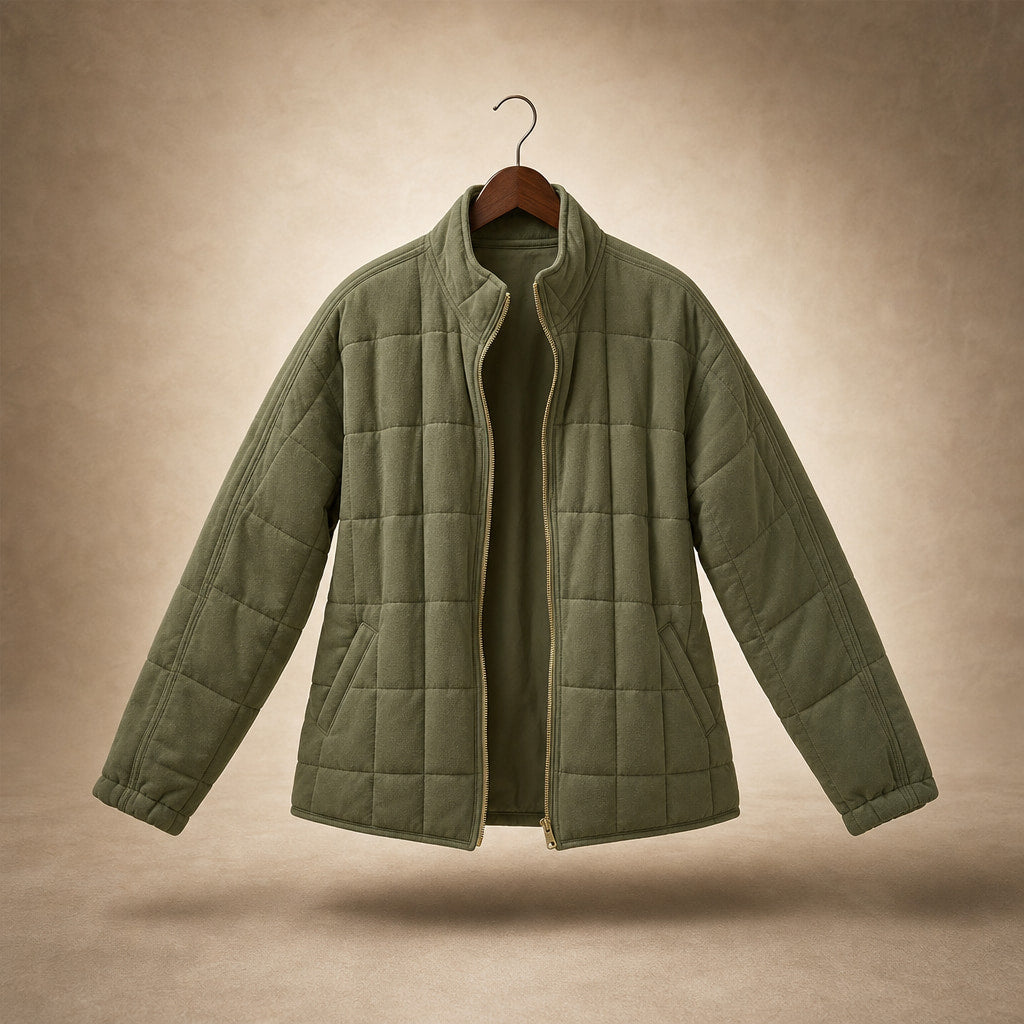 Quilted Comfortable Jacket For Women Olive Green – Product Photo