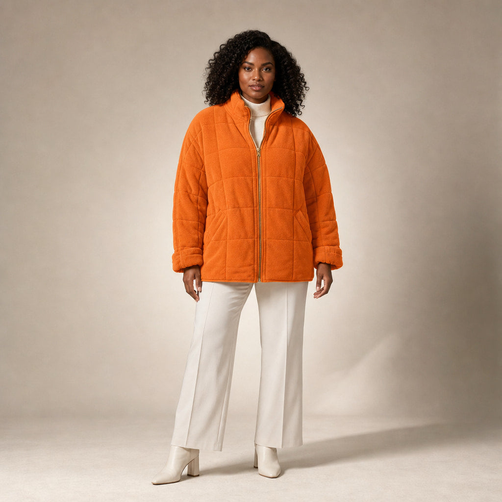 Quilted Comfortable Jacket For Women in Orange – Mampierimoda Premium Womenswear