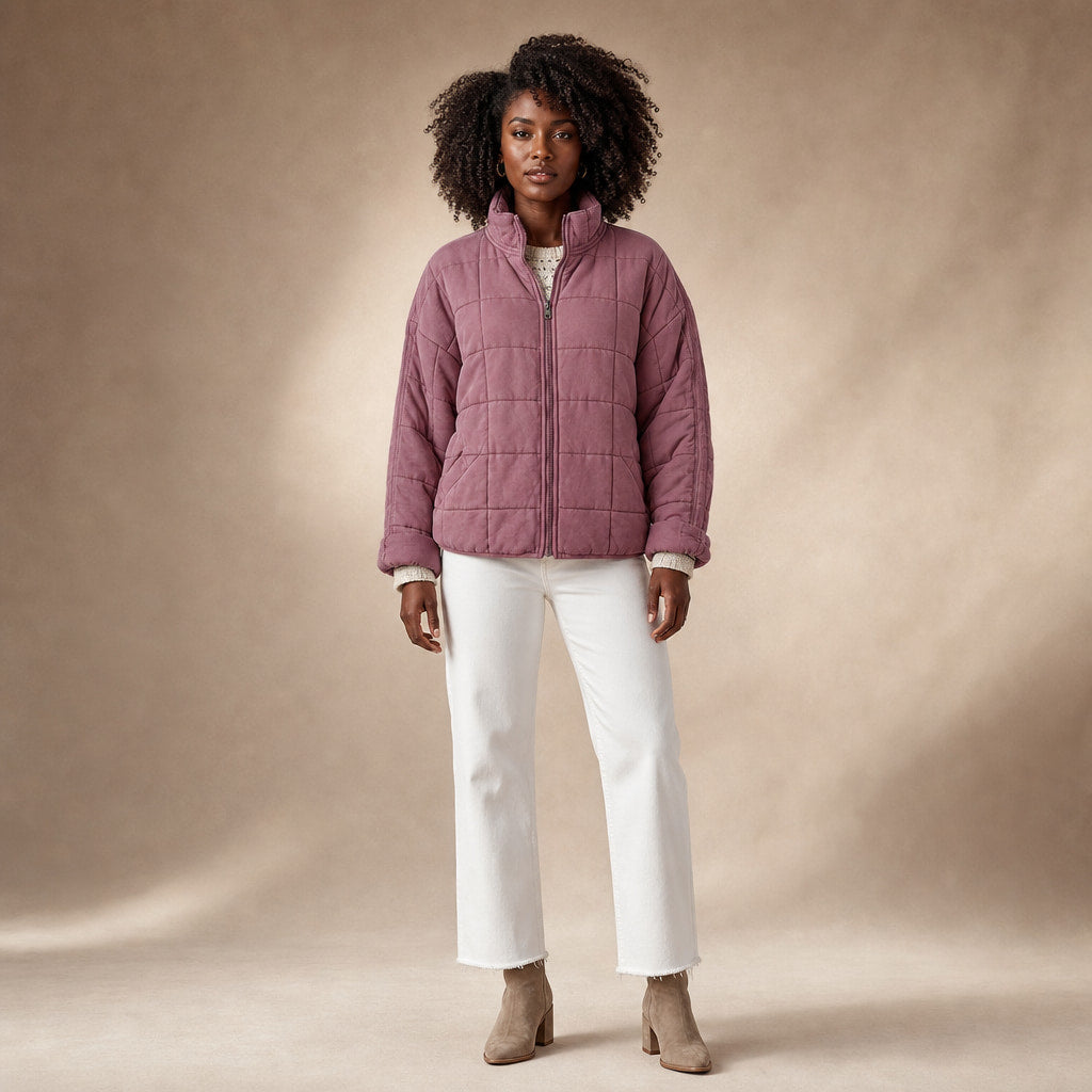 Quilted Comfortable Jacket For Women in Pink – Mampierimoda Premium Womenswear