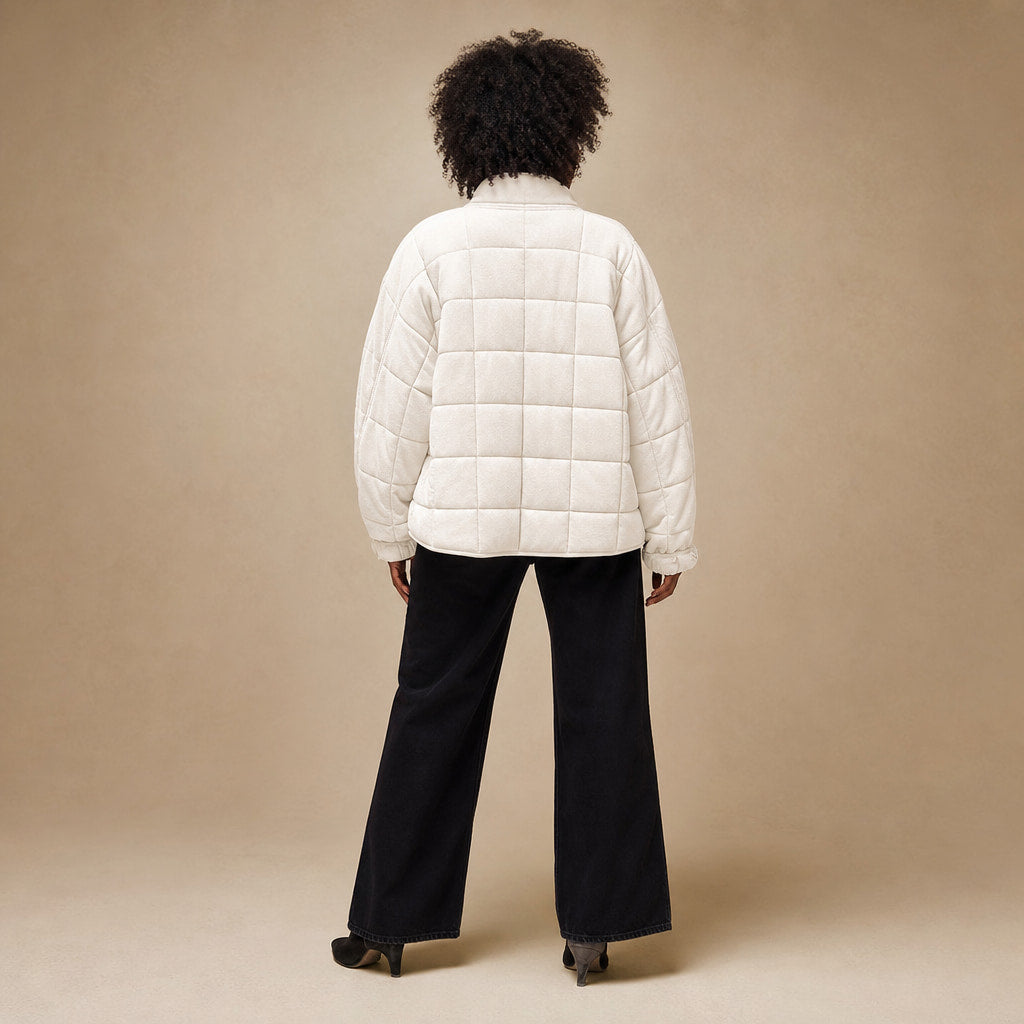 Quilted Comfortable Jacket For Women White – Full Look