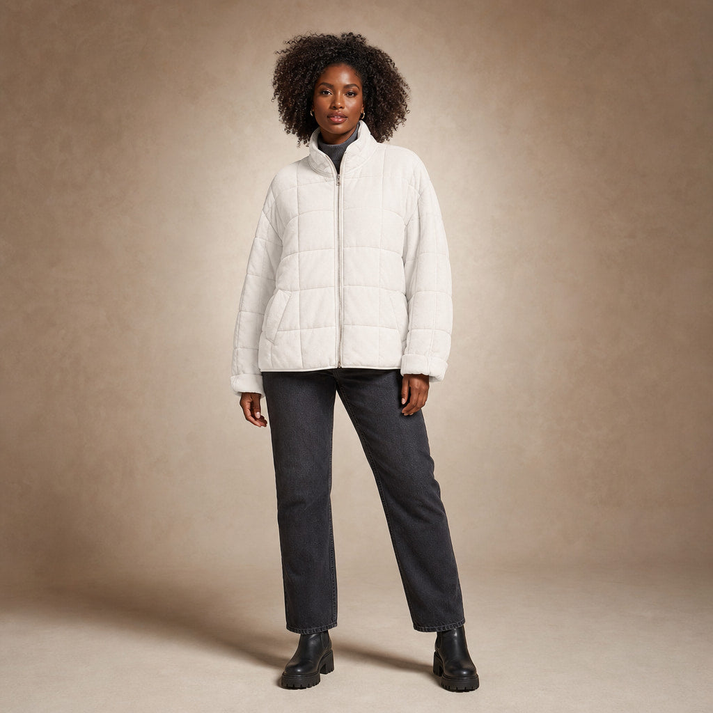 Quilted Comfortable Jacket For Women in White – Mampierimoda Premium Womenswear