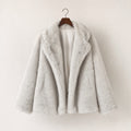 Shaggy Faux Fur Coat Luxury Oversized Winter Jacket Wide Lapel For Women Rice Grey – Product Photo