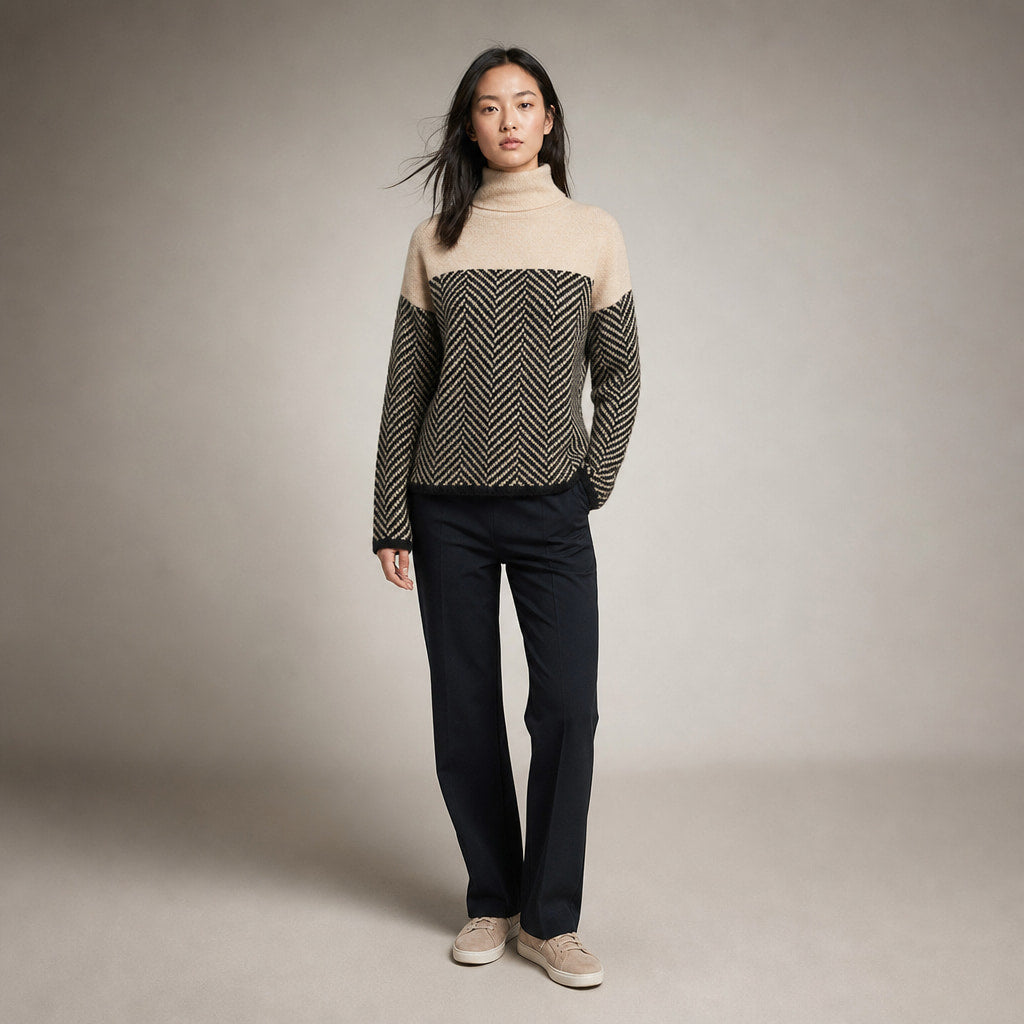 Soft Turtleneck Sweater For Women in Beige – Mampierimoda Premium Womenswear
