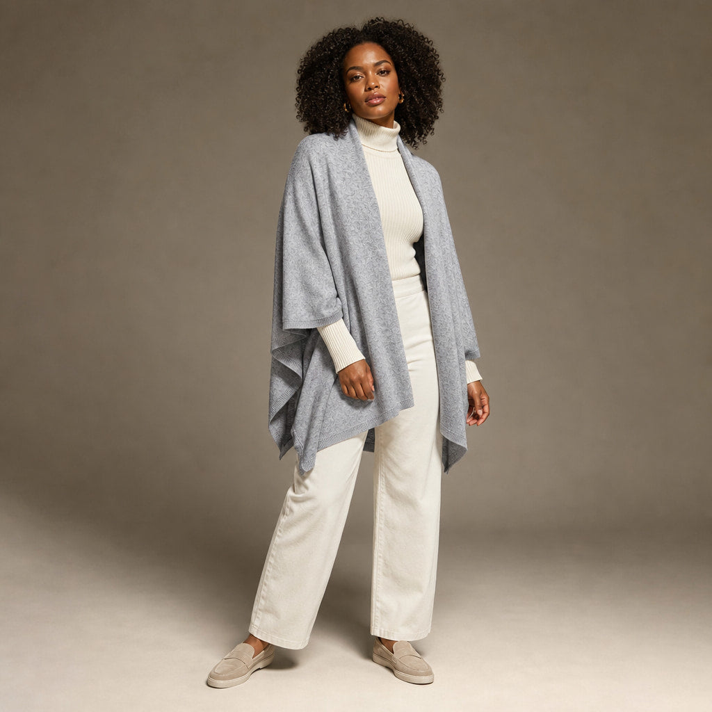 Soft Wool Wrap For Women Light Gray – Side Angle View