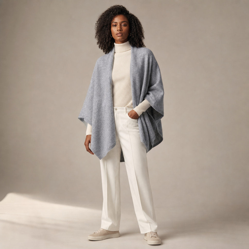 Soft Wool Wrap For Women Light Gray – Full Look