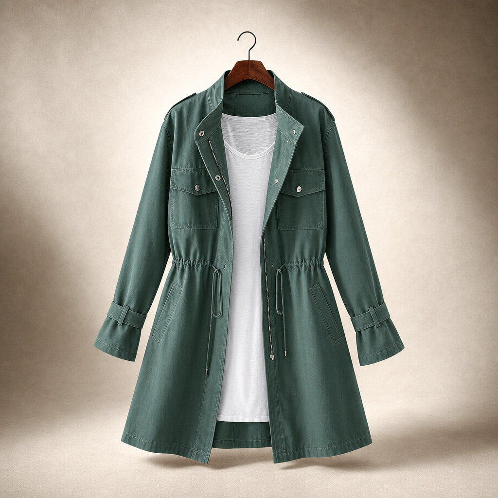 Timeless Elegant Trench Coat For Women Green – Product Photo