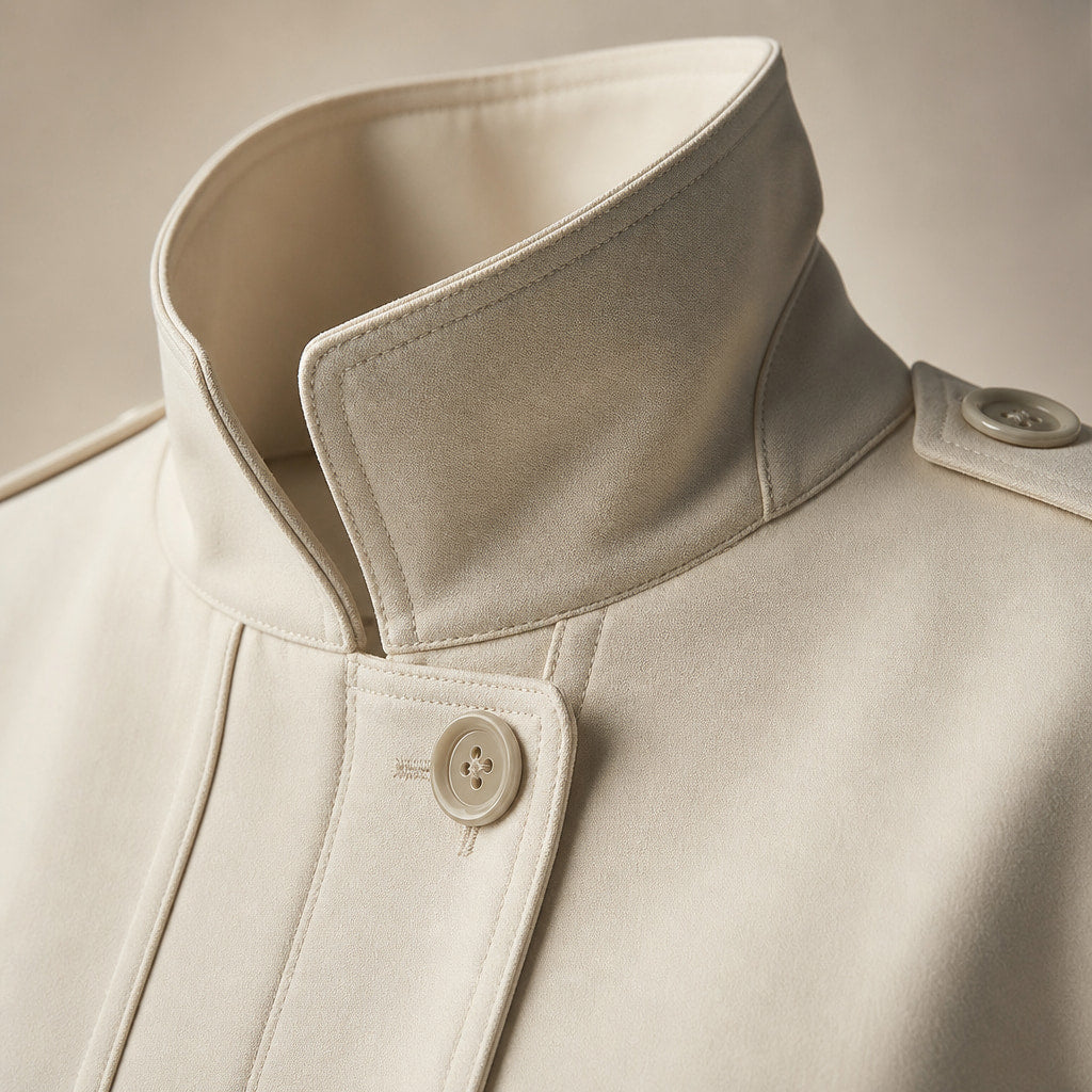 Timeless Elegant Trench Coat For Women White – Fabric and Detail Close-Up