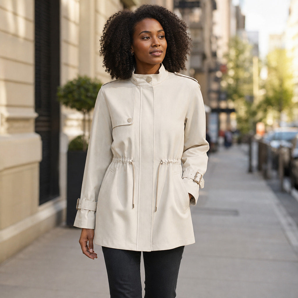 Timeless Elegant Trench Coat For Women White – Styled Editorial Shot