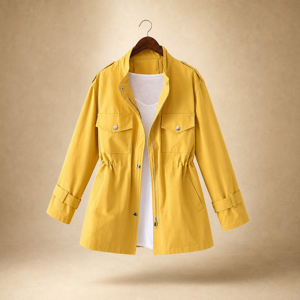 Timeless Elegant Trench Coat For Women Yellow – Product Photo