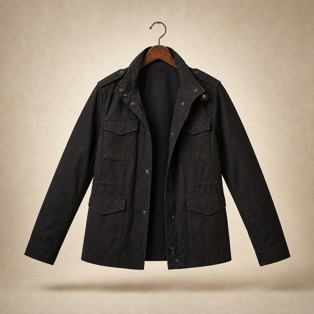 Utility Jacket with Waist Detail and Flap Pockets For Women Black – Product Photo