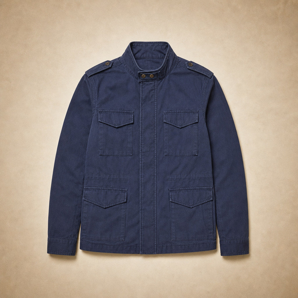 Utility Jacket with Waist Detail and Flap Pockets For Women Blue – Flat Lay Product Photo